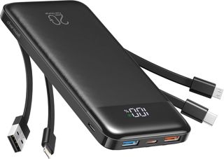 Charmast Power Bank, 22,5W Powerbank 20000mAh mit 4 Kabel & 6 Ausgängen