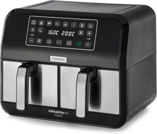 Kenwood kHealthy Fry Twin Airfryer HFM20.000MB, 8L (2x4L), Doppelkammer, 8 Programme, Dual Cook & Sync Finish Funktion, Touch-Display, Antihaft, 200 Grad, Timer (bis 60 Min) & 24 h Dörrfunktion)