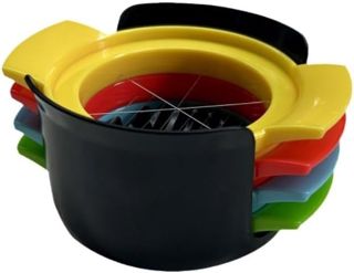 4-in-1-Mehrzweck-Eierschneider, einfach zu bedienen, mehrfarbiger Kunststoff-Eierwürfel, praktischer Obstschneider zum Schneiden von Erdbeeren, Kiwis