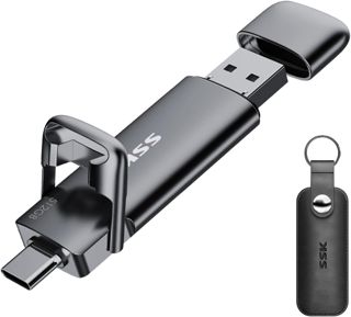 SSK USB C Externe SSD 128GB, mit bis zu 550 MB/s Extreme schneller USB-Stick, Dual-USB Typ C + USBA USB3.2 Gen2 Speicherstick für Android-Telefon, Laptop, Tablet, Mac