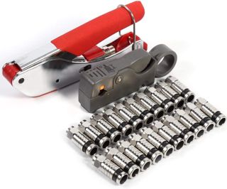 Dioche Metallische Koaxial-Crimpzangen-Set, Hohe Härte, Kunststoffgriff, Verriegelung, Abisolierwerkzeug für Koaxialkabel, RG6, RG59, RG58, Heimwerker oder Techniker
