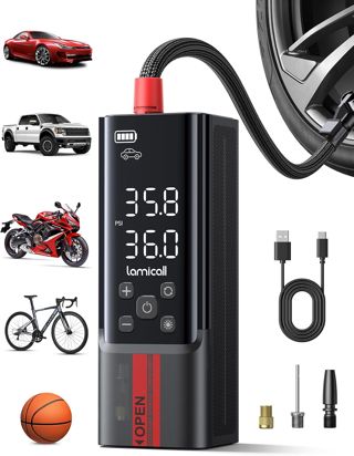 Lamicall Elektrische Luftpumpe, Akku Fahrradpumpe, 150PSI Luft Kompressor