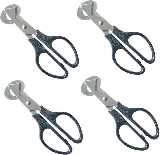 4 Stück Eierschalenschneider aus Edelstahl und Abs, Schwarz