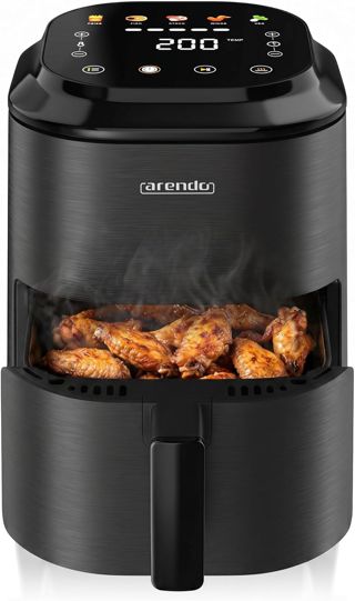 Arendo – Heißluftfritteuse klein - 2,5 Liter - Airfryer – 60 bis 200 ° C – Timer – Warmhaltefunktion – individuelle Temperatureinstellung – 5 Automatikprogramme – für kompakte Küchen