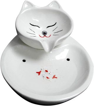 katzentrinkbrunnenKatze Wasserspender, Keramik Haustier, Trinken Wasser automatisch, Zyklus Futter Wasser fließen Katze Brunnen Becken Hund, Hund Wasserspender. (Ceramic cat Water Dispenser)