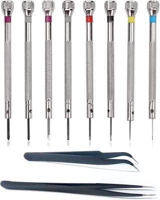 10 Stück Präzisions Schraubendreher Set, Brillen Reparatur Schraubendreher Set, Uhren Reparatur Schraubendreher 0,6/0,8/1,0/1,2/1,4/1,6 mm, Mikro Schraubendreher für Uhren Brillen Schmuck