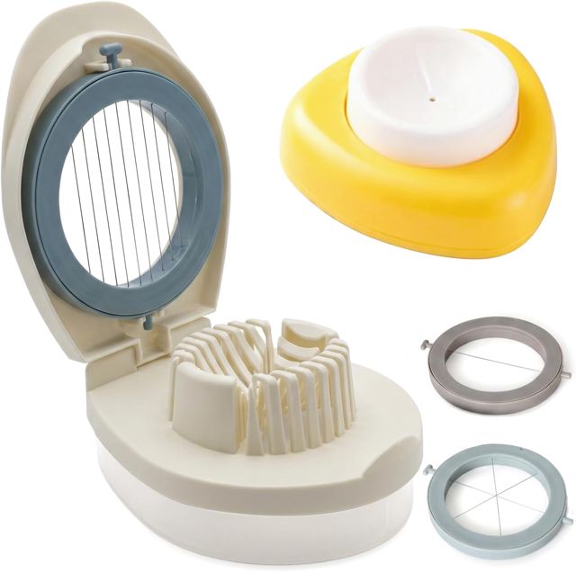 Edelstahl Eierschneider, Egg Slicer, 3 in 1 Eierschneider, Eierpunsch, Spülmaschinenfest, Eischneidewerkzeug, für Eier, Erdbeeren, Weiches Obst