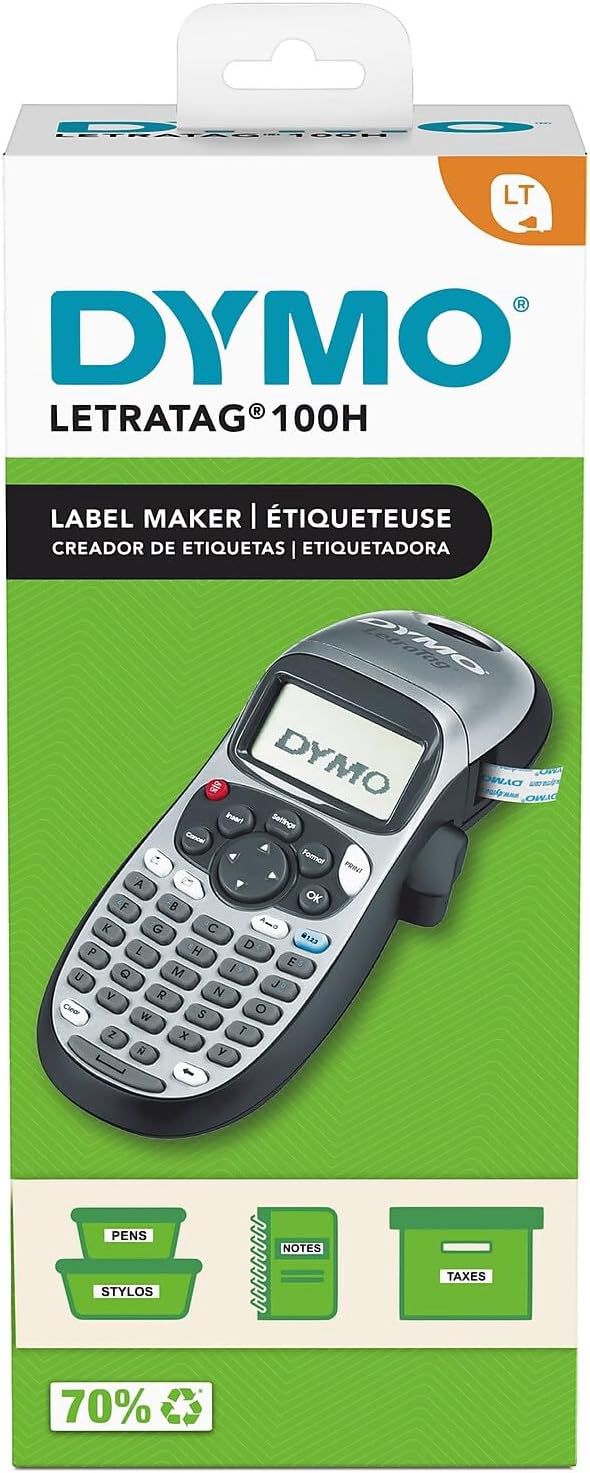 DYMO LetraTag 100H Etikettiergerät und LT-Etikettenbänder, einfach zu bedienen, ideal für Zuhause und Büro
