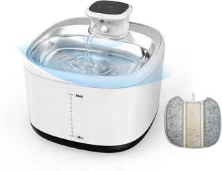 Katzenbrunnen Kabellos 2L, Trinkbrunnen für Katze und Hund, ABS+Edelstahl, 2000mAh Batteriebetrieben, Smart Wasserspender für Katzen mit Bewegungsmelder und Leise Wasserpumpe