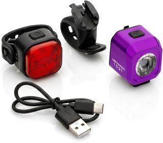 LED-MARTIN KIDDI Fahrradlicht Set, StVZO zugelassen, für Kinderfahrräder, Elektroroller & Laufräder, mit 150 cm Ladekabel, Blau, Orange, Violett