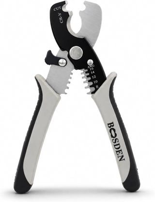 BOOSDEN Kabelschneider mit Entmanteler 203mm, Seitenschneider