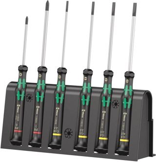 Wera 05118152001 2035/6 B, Elektroniker-Schraubendrehersatz + Rack, 6-teilig