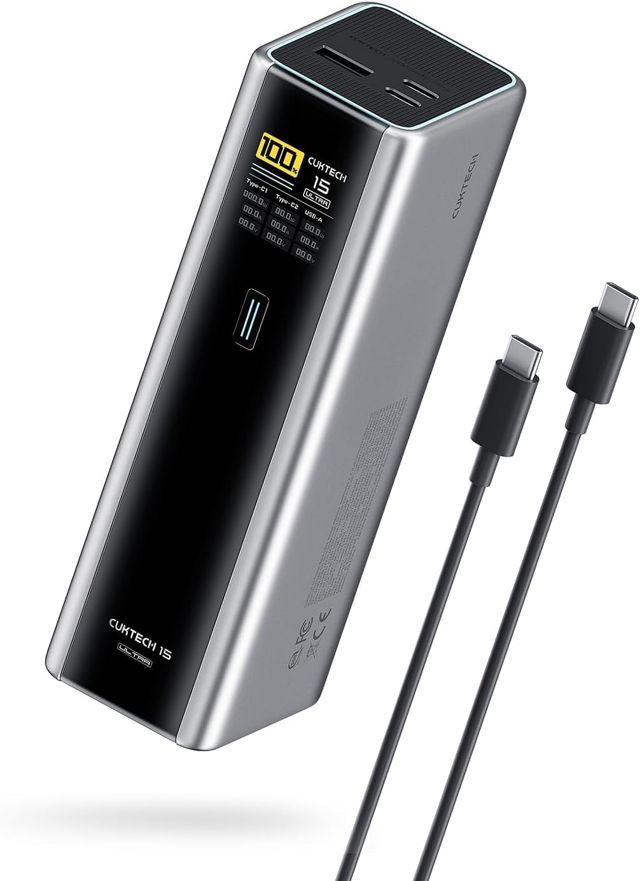 CUKTECH 15 Ultra Powerbank 20000mAh (4S2P) 165W Externer Akku mit 3 Anschlüsse, PD 3.1 Laptop Power Bank mit Digitales Display, Kompatibel mit iPhone 16/15, MacBook Pro, Samsung und mehr