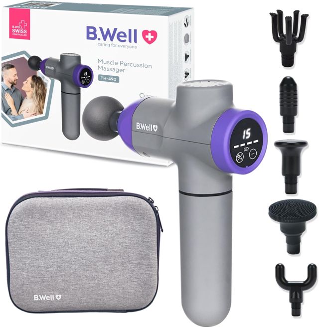 B.Well TH-490 Massagepistole | Bürstenloser Motor, 7 Stufen & 6 Aufsätze