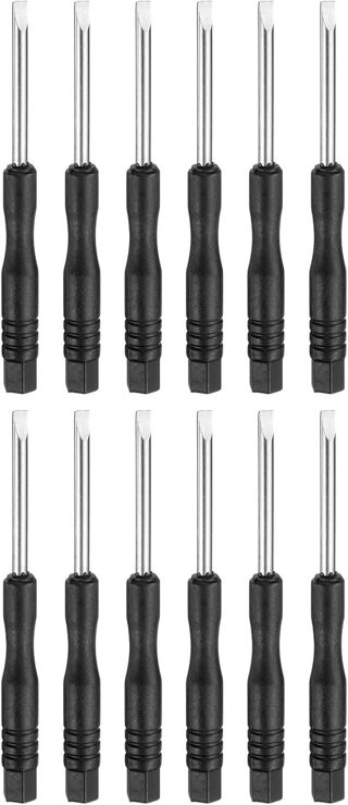 QUARKZMAN 12 Stück SL2,0 Klein Schlitz Schraubendreher 80mm Länge Schraubenzieher Kohlenstoffstahl Mit 46mm Ergonomischem Griff Für DIY Reparaturen (Schwarz)