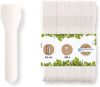 BIOZOYG Eislöffel Papier weiß 100 Stück, biologisch abbaubar