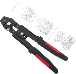 VALICLUD Premium Edelstahl Drahtseil Crimpzange mit Rutschfestem Gummigriff Langlebig und Verschleißfest für Kabelschuhe und Aderendhülsen für Outdoor Elektronik und Anglerbedarf
