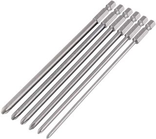 Mesee 6 Stücke Magnetischer lange Kreuzschlitz Schraubendreher Bits, 1/4 zoll Philips Schraubendreher Bits Set Werkzeug für manuelle elektrische Schraubendreher, Schraubendreher -150MM