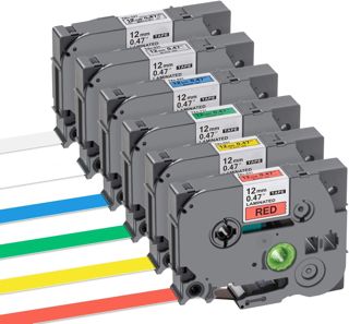 Kompatibel für Brother P-touch Bänder 12mm TZ231 TZ-231, 4x Schriftband