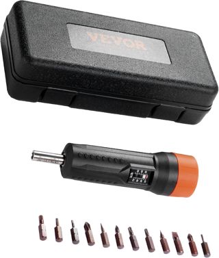 VEVOR 1/4-Zoll-Antriebs-Drehmomentschraubendreher-Schlüsselsatz, 1,13–7,91 Nm Drehmoment-Einstellbereich, 1 in-lb-Schritte Drehmomentschraubendreher, Schraubendreher-Bohrer-Set mit Sichtfenster