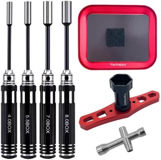 Sechskant-Schraubendreher-Set Sechskantmuttern-Schraubendreher 4,0/5,5/7,0/8,0 mm und 4-Wege-Kreuzschlüssel, 17-mm-Radschlüssel, RC-Schraubenfach RC-Reparaturwerkzeug-Kit für RC Quadcopter