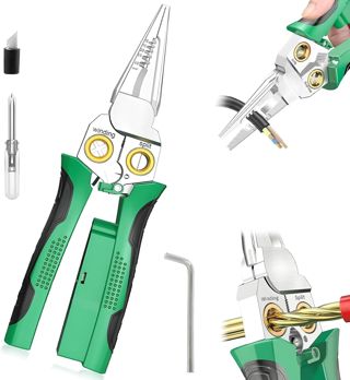 8-in-1 Abisolierzange mit Spannungsprüfer, Multifunktions-Zange zum Schneiden, Abisolieren und Crimpen, Spannungstester 12-250V AC/DC für Phase/Nullleiter, Professionelles Elektriker-Werkzeug