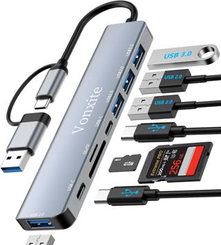 USB Hub 3.0, 7 in 1 USB C Hub Multiport Adapter mit 1*USB 3.0, 4*USB 2.0, 2*USB-C, 5 Gbit/s Hochgeschwindigkeit, USB C Splitter aus Aluminium für MacBook/Surface/XPS/PC/PS5/PS4/Laptops/Tablet etc.
