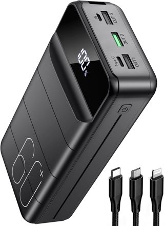 60000mAh Power Bank mit 22,5 W 3 in 1 Kabel Schnellladen Powerbank