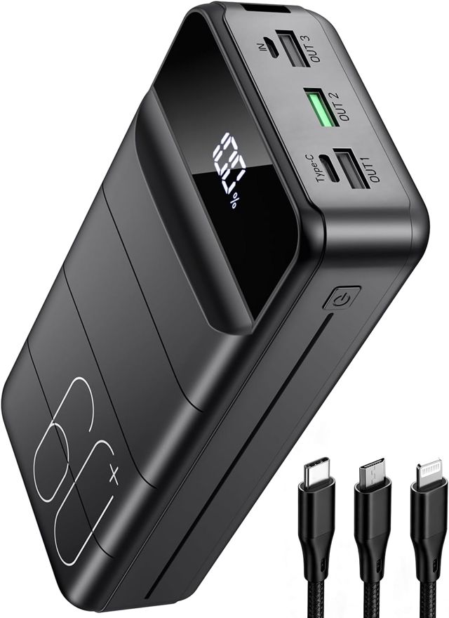 60000mAh Power Bank mit 22,5 W 3 in 1 Kabel Schnellladen Powerbank