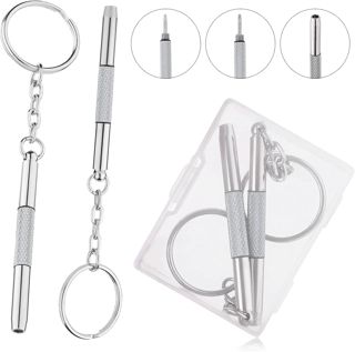 2 Stück Mini Brillen Schraubendreher, 3 in 1 Brillen-Reparatur-Set Edelstahl Screwdriver Schlüsselbund Precision Kleines Schraubenzieher für Sonnenbrillen, Schmuck und Uhren Reparatur