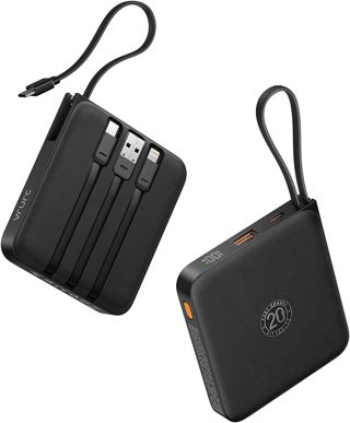 VRURC Power Bank, Powerbank 10000mAh Klein mit 4 Kabeln, 22.5W Schnellladen