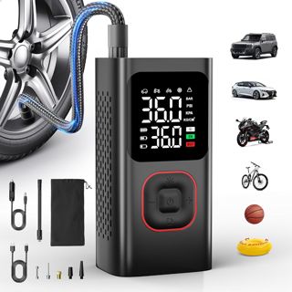 Elektrische Luftpumpe 150PSI, Tragbare Akku Mini Kompressor mit Digitale Anzeige, LED-Licht, USB-Ladeanschluss, Fahrradpumpe Elektrisch für Fahrrad, Auto, Motorrad, Bälle