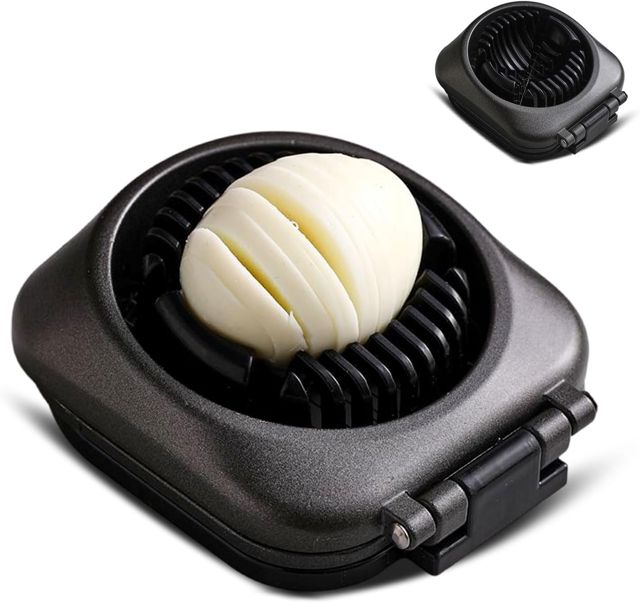 Premium Eierschneider Edelstahl, 2 in 1 Eierschneider, Grau