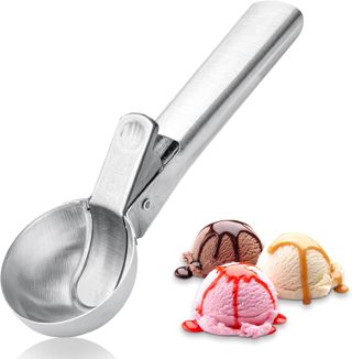Eisportionierer, tragbarer Edelstahl-Eisportionierer mit Auslöser und komfortablem Griff, perfekt für selbstgemachte Eiscreme, Obst, Kekse (1 x Regenbogen)