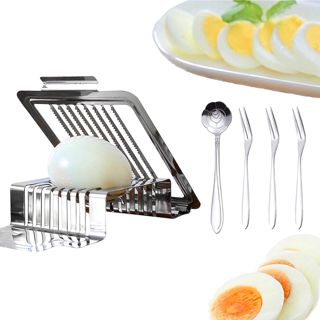 Eierschneider Edelstahl, Profi Eierteiler Spalten Für Eier, Stable Eischneidewerkzeug,2 In 1 Eierteiler Aus Eierstecher,Spülmaschinenfest,Egg Cutter Für Runde Und Ovale Scheiben(25x9x2.5cm)