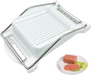 Luncheon-Fleischschneider 8 3 x 5 1 Zoll großer Hartgekochte-Eier-Schneider aus Kunststoff mit 14 Edelstahldrähten wiederverwendbarer Käseschneider mit bequemem Griff zum Schneiden von Käse Butte