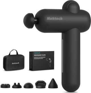 Nekteck Massagepistole, Muskel-Percussion-Massagepistole für Sportler, tragbare Hand-Tiefengewebe-Massagepistole mit 5 einstellbaren Geschwindigkeiten und 6 Massagekopf