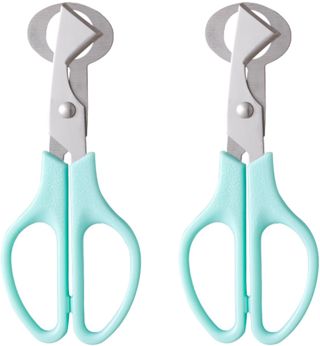 Amosfun 2 Stück Kleine Wachteleierschere aus Edelstahl mit Rutschfestem Griff Eierschalenöffner für Taubeneier Küchen Eierschneider Blau