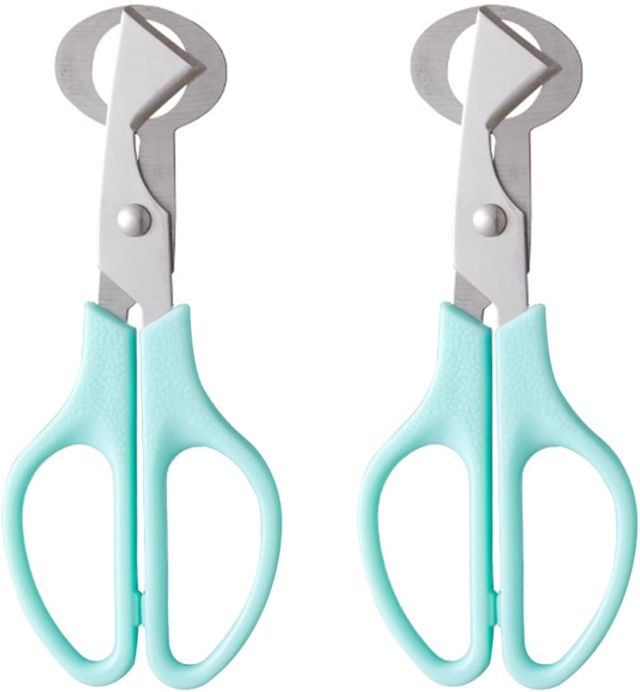 Amosfun 2 Stück Kleine Wachteleierschere aus Edelstahl mit Rutschfestem Griff Eierschalenöffner für Taubeneier Küchen Eierschneider Blau
