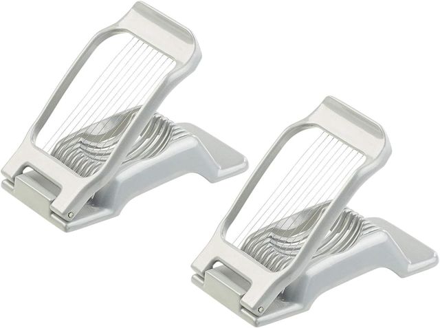 Rosenstein & Söhne Profi Eierschneider: 2er-Set Vollmetall-Eierschneider mit je10 Edelstahl-Drähten (Profi Edelstahl, Gemüse Schneider, Eier)