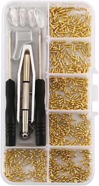 FSSTUD Brillenreparatur-Werkzeug-Set, Brillen, Sonnenbrillen, Schrauben, Präzisions-Brillen-Schraubendreher-Set, Brillen-Befestigungsset mit Schrauben, Pinzette, Nasenpads, Brillen-Ohrgriffe, Tuch für