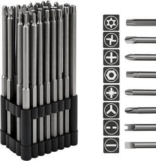 32 Teiliges Schraubendreher-Bit Set, Extra Langes Sicherheits Bit S2-Stahl