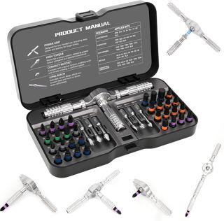 Ratschen Schraubendreher Set, 40 in 1 Magnetisch Schraubendreher Set, S2-Stahlbits, DIY-Kombinations-Biegsame Welle, Geeignet für Möbelmontage, Präzisions-Elektrogerätereparatur, Fahrradwerkzeuge