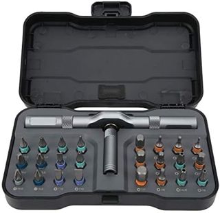 24 in 1 Magnetisches Schraubendreher set,Ratschenschraubendreher set mit abnehmbarer Handhabe, tragbares drehbares Ratschengriff Werkzeugset für die Reparatur von Möbeln, Computern und Fahrrädern