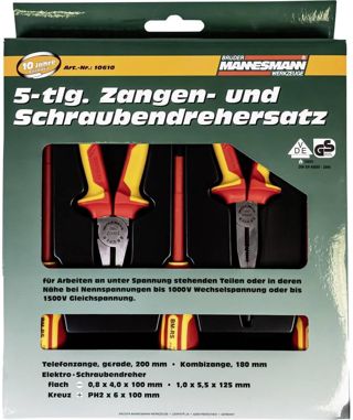Brüder Mannesmann Werkzeug 5-tlg. VDE-Zangen- und Schraubendrehersatz, M10610