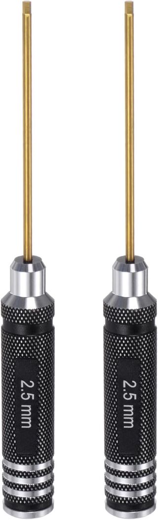 QUARKZMAN 2 Stück Sechskant Schraubendreher Set, 0.9mm Metall-Titan Sechskantschlüssel Schraubenzieher Werkzeug Gold für RC Modelle Auto Helikopter Boot Reparatur, Schwarz-Silber Griff