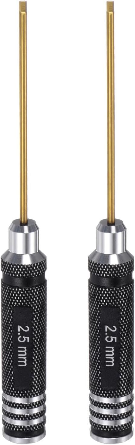 QUARKZMAN 2 Stück Sechskant Schraubendreher Set, 0.9mm Metall-Titan Sechskantschlüssel Schraubenzieher Werkzeug Gold für RC Modelle Auto Helikopter Boot Reparatur, Schwarz-Silber Griff