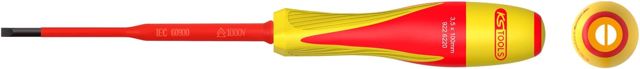 KS Tools 922.6220 Schraubendreher 922.6220, Schlitz-Schraubendreher, 3,5 x 100 mm, Isolierte Materialien, 1000 V, für elektrische Klemmen, Stahl S2, brünierte Spitze