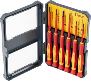 Condor Werkzeug 11826 | Isoliertes Präzisions-Schraubenzieher-Set | 6-tlg. | Schlitz + Kreuz | VDE geprüft für Elektroarbeiten | bis 1.000V AC