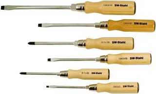 SW-Stahl 30501L Schraubendrehersatz Holzheft - 6-tlg. Schlitz & Kreuz Set